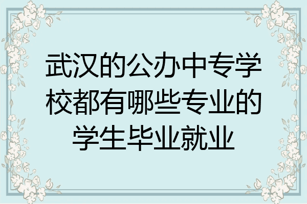 武汉的公办中专学校都有哪些专业的学生毕业就业