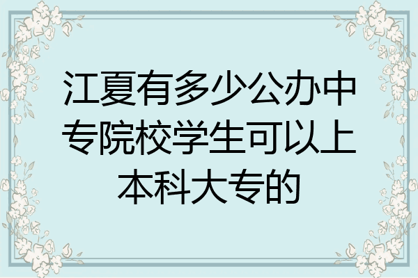 江夏有多少公办中专院校学生可以上本科大专的