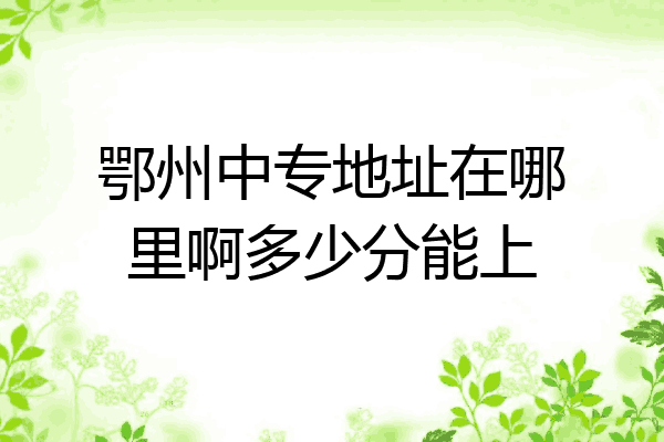 鄂州中专地址在哪里啊多少分能上