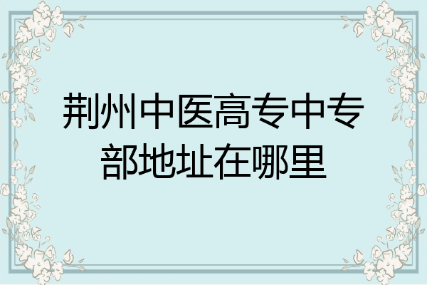 荆州中医高专中专部地址在哪里