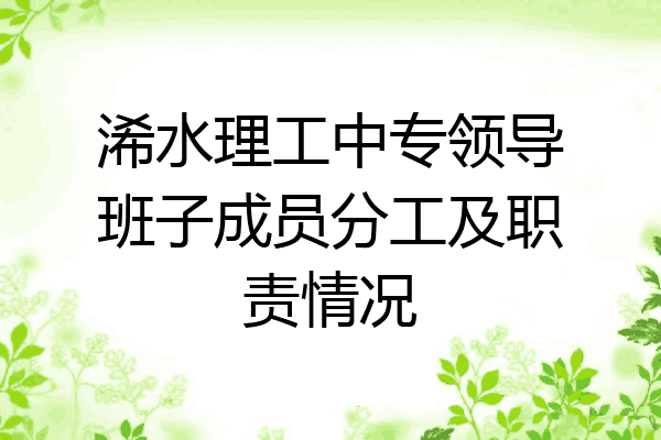 浠水理工中专领导班子成员分工及职责情况