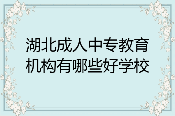 湖北成人中专教育机构有哪些好学校