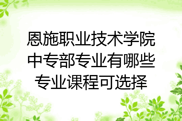 恩施职业技术学院中专部专业有哪些专业课程可选择