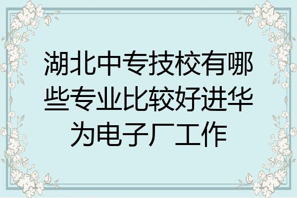 湖北中专技校有哪些专业比较好进华为电子厂工作