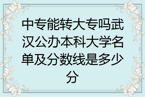中专能转大专吗武汉公办本科大学名单及分数线是多少分