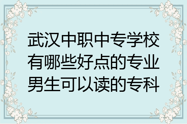 武汉中职中专学校有哪些好点的专业男生可以读的专科