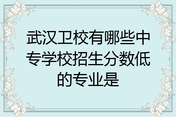 武汉卫校有哪些中专学校招生分数低的专业是