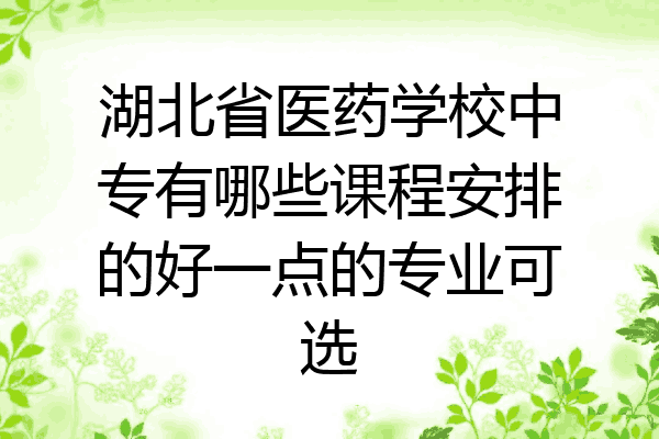 湖北省医药学校中专有哪些课程安排的好一点的专业可选