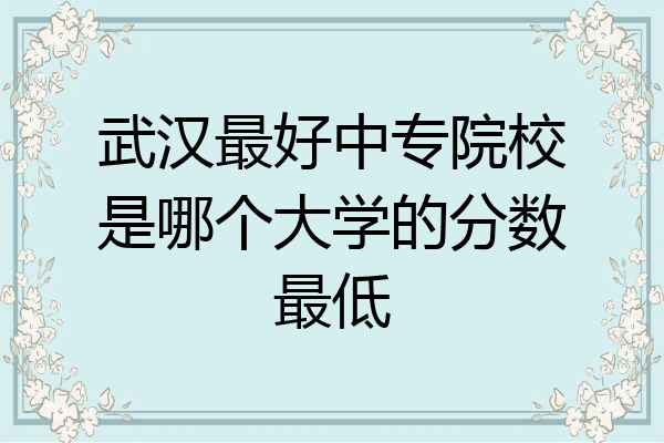 武汉最好中专院校是哪个大学的分数最低