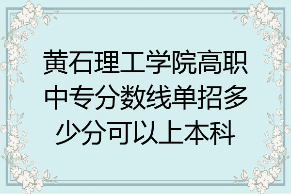 黄石理工学院高职中专分数线单招多少分可以上本科