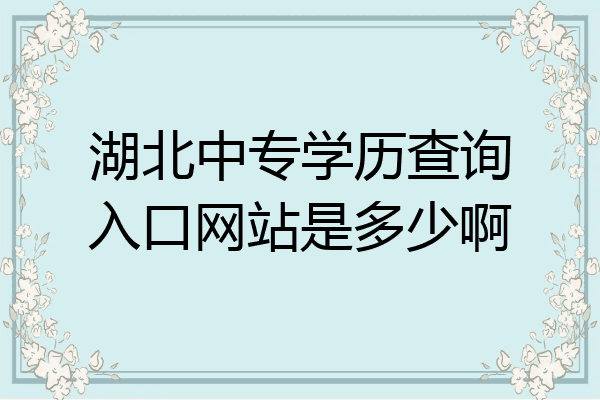 湖北中专学历查询入口网站是多少啊