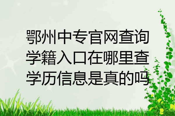 鄂州中专官网查询学籍入口在哪里查学历信息是真的吗