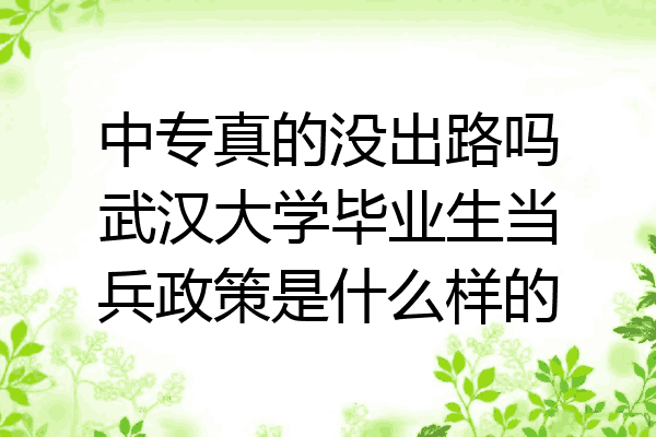 中专真的没出路吗武汉大学毕业生当兵政策是什么样的