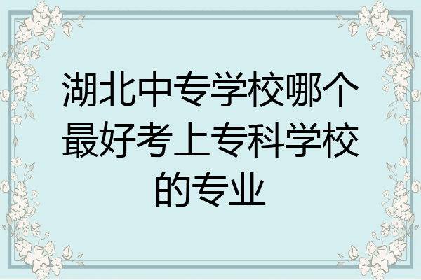 湖北中专学校哪个最好考上专科学校的专业