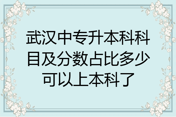 武汉中专升本科科目及分数占比多少可以上本科了