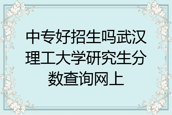 中专好招生吗武汉理工大学研究生分数查询网上