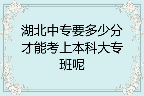 湖北中专要多少分才能考上本科大专班呢