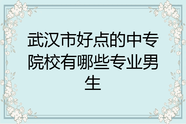 武汉市好点的中专院校有哪些专业男生