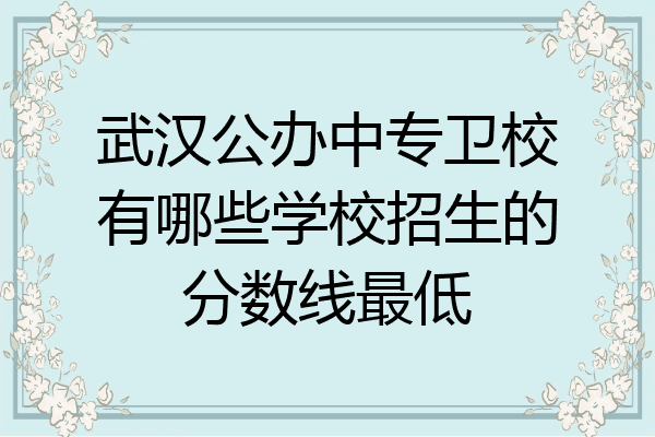 武汉公办中专卫校有哪些学校招生的分数线最低