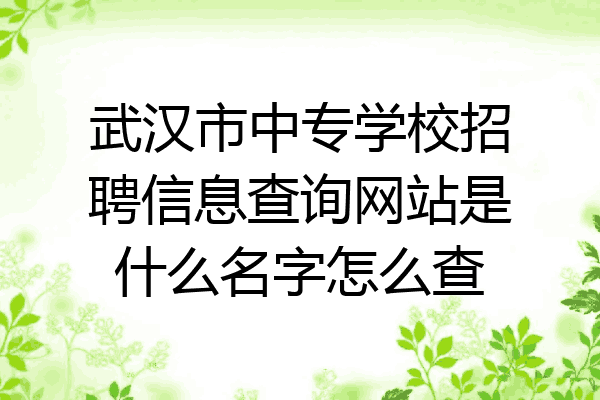 武汉市中专学校招聘信息查询网站是什么名字怎么查