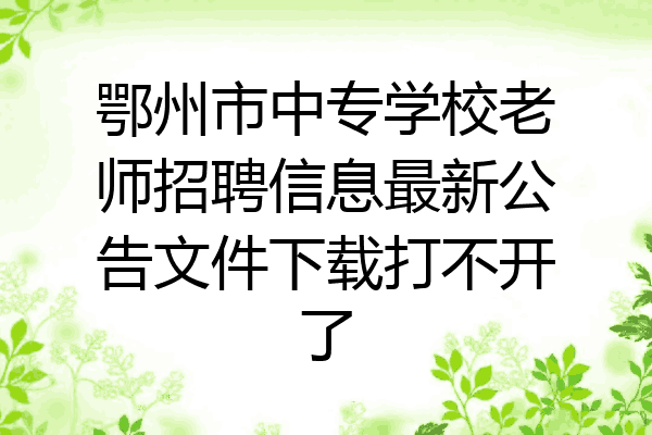 鄂州市中专学校老师招聘信息最新公告文件下载打不开了