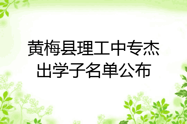 黄梅县理工中专杰出学子名单公布