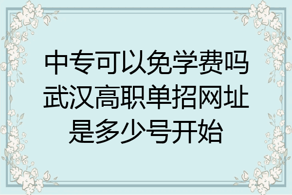 中专可以免学费吗武汉高职单招网址是多少号开始