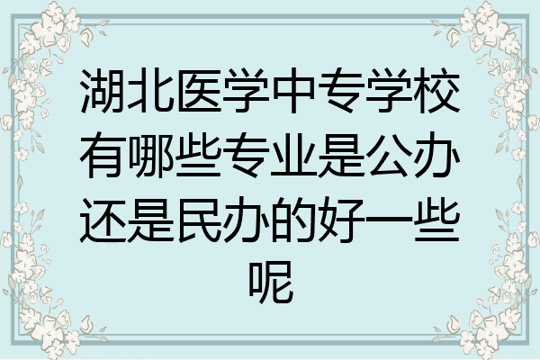 湖北医学中专学校有哪些专业是公办还是民办的好一些呢