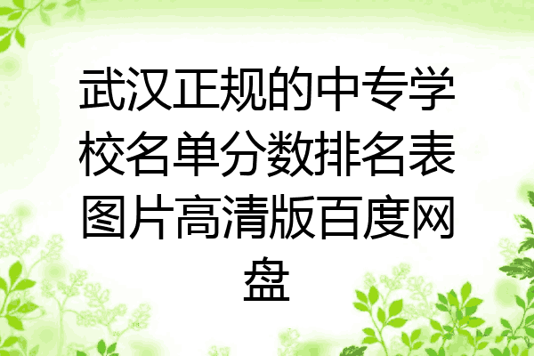 武汉正规的中专学校名单分数排名表图片高清版百度网盘