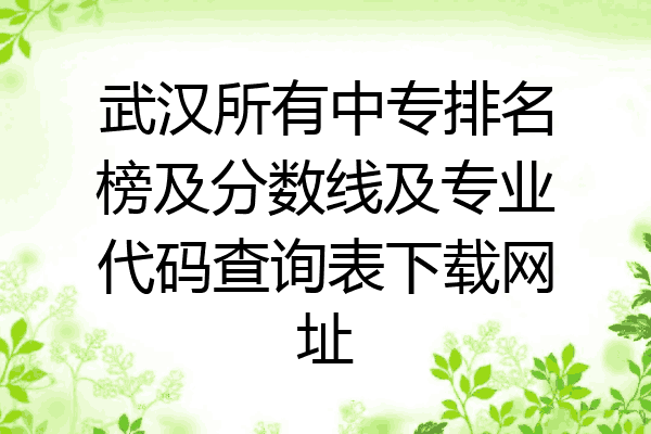 武汉所有中专排名榜及分数线及专业代码查询表下载网址