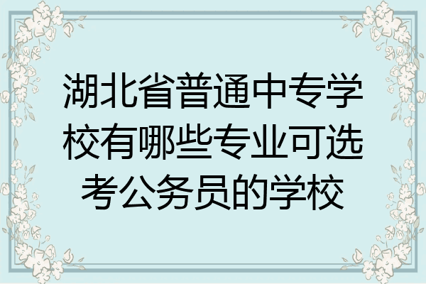 湖北省普通中专学校有哪些专业可选考公务员的学校