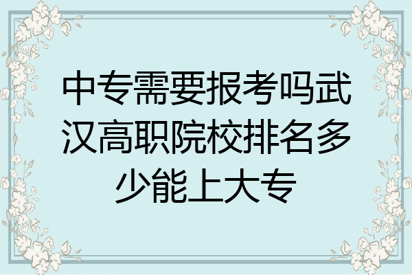 中专需要报考吗武汉高职院校排名多少能上大专