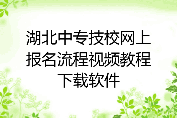 湖北中专技校网上报名流程视频教程下载软件
