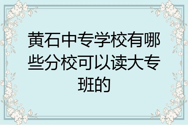 黄石中专学校有哪些分校可以读大专班的