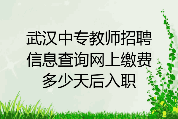 武汉中专教师招聘信息查询网上缴费多少天后入职