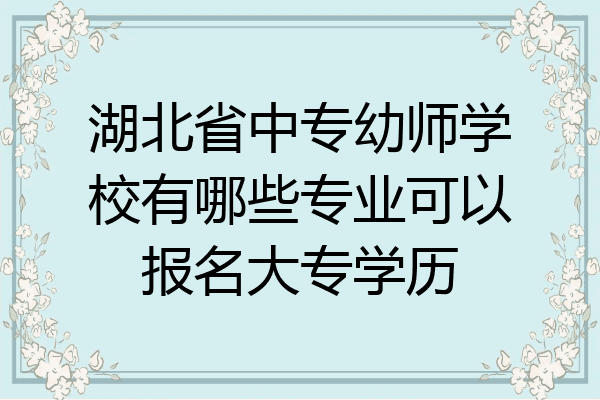 湖北省中专幼师学校有哪些专业可以报名大专学历