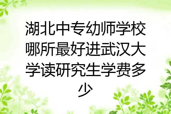 湖北中专幼师学校哪所最好进武汉大学读研究生学费多少