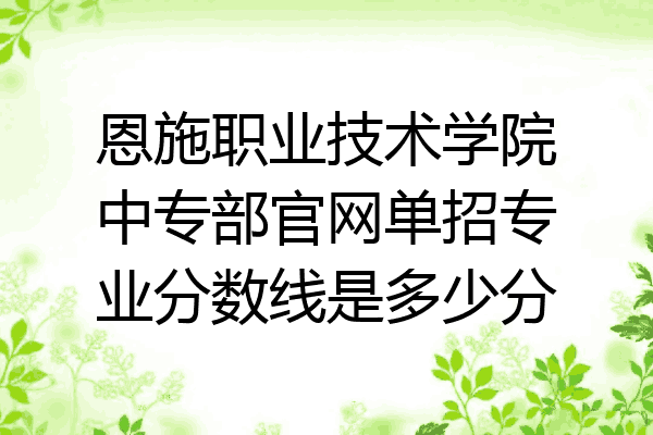 恩施职业技术学院中专部官网单招专业分数线是多少分
