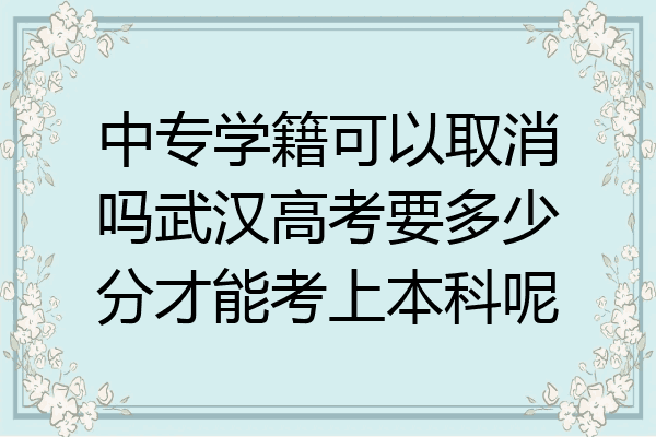 中专学籍可以取消吗武汉高考要多少分才能考上本科呢