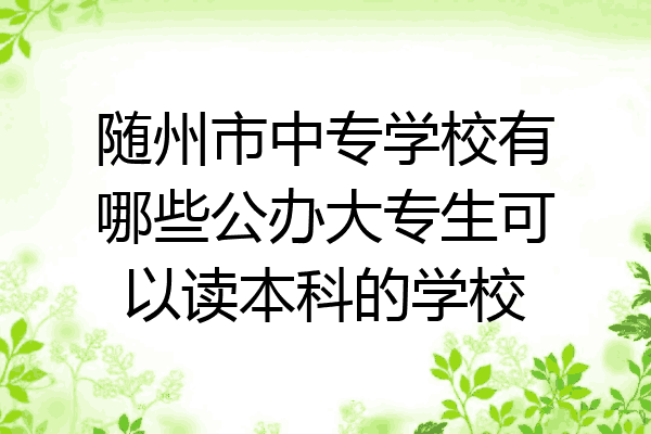 随州市中专学校有哪些公办大专生可以读本科的学校