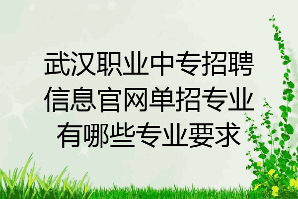 武汉职业中专招聘信息官网单招专业有哪些专业要求