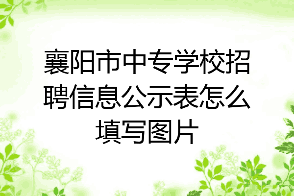 襄阳市中专学校招聘信息公示表怎么填写图片