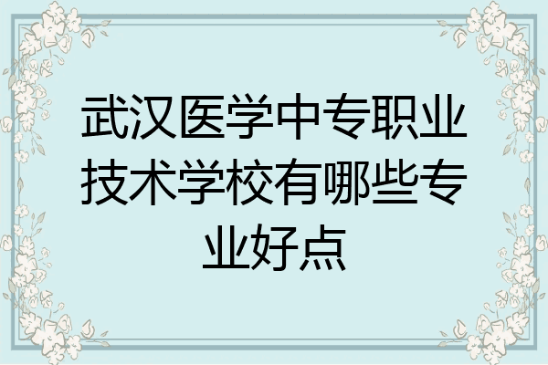 武汉医学中专职业技术学校有哪些专业好点