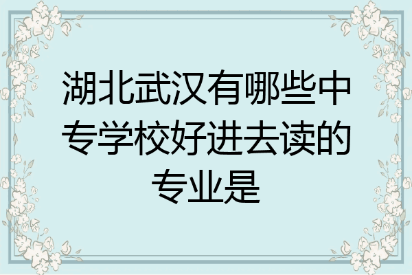 湖北武汉有哪些中专学校好进去读的专业是