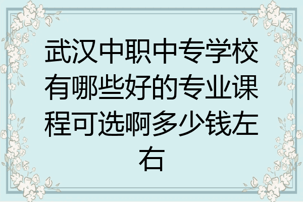 武汉中职中专学校有哪些好的专业课程可选啊多少钱左右
