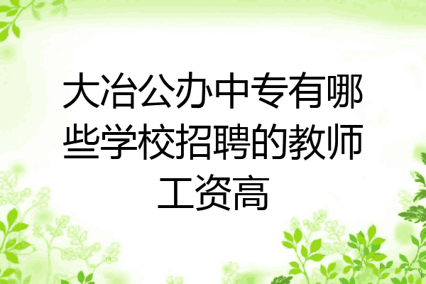 大冶公办中专有哪些学校招聘的教师工资高