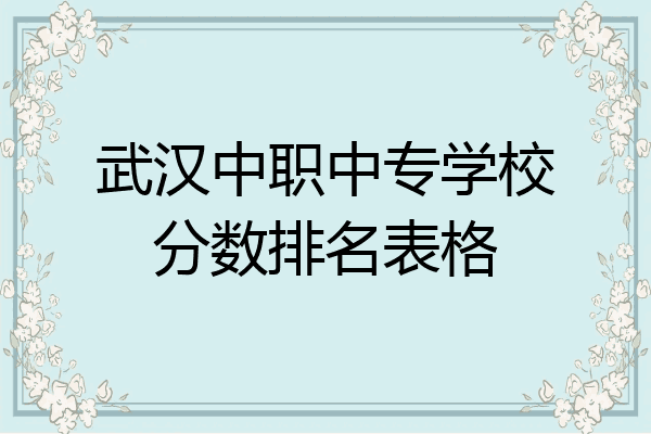 武汉中职中专学校分数排名表格
