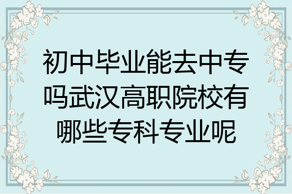 初中毕业能去中专吗武汉高职院校有哪些专科专业呢