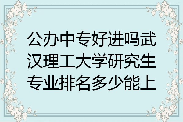 公办中专好进吗武汉理工大学研究生专业排名多少能上