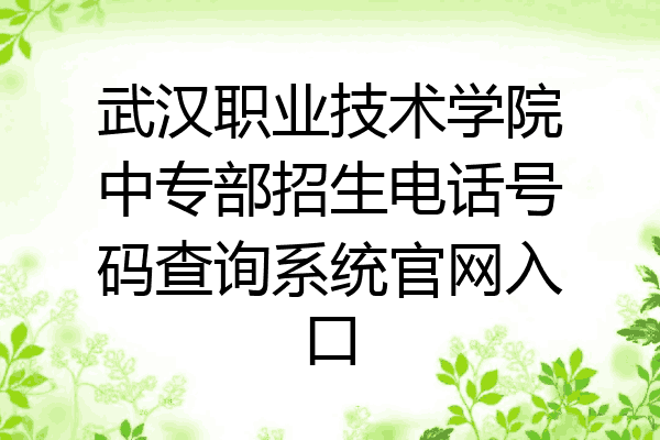 武汉职业技术学院中专部招生电话号码查询系统官网入口